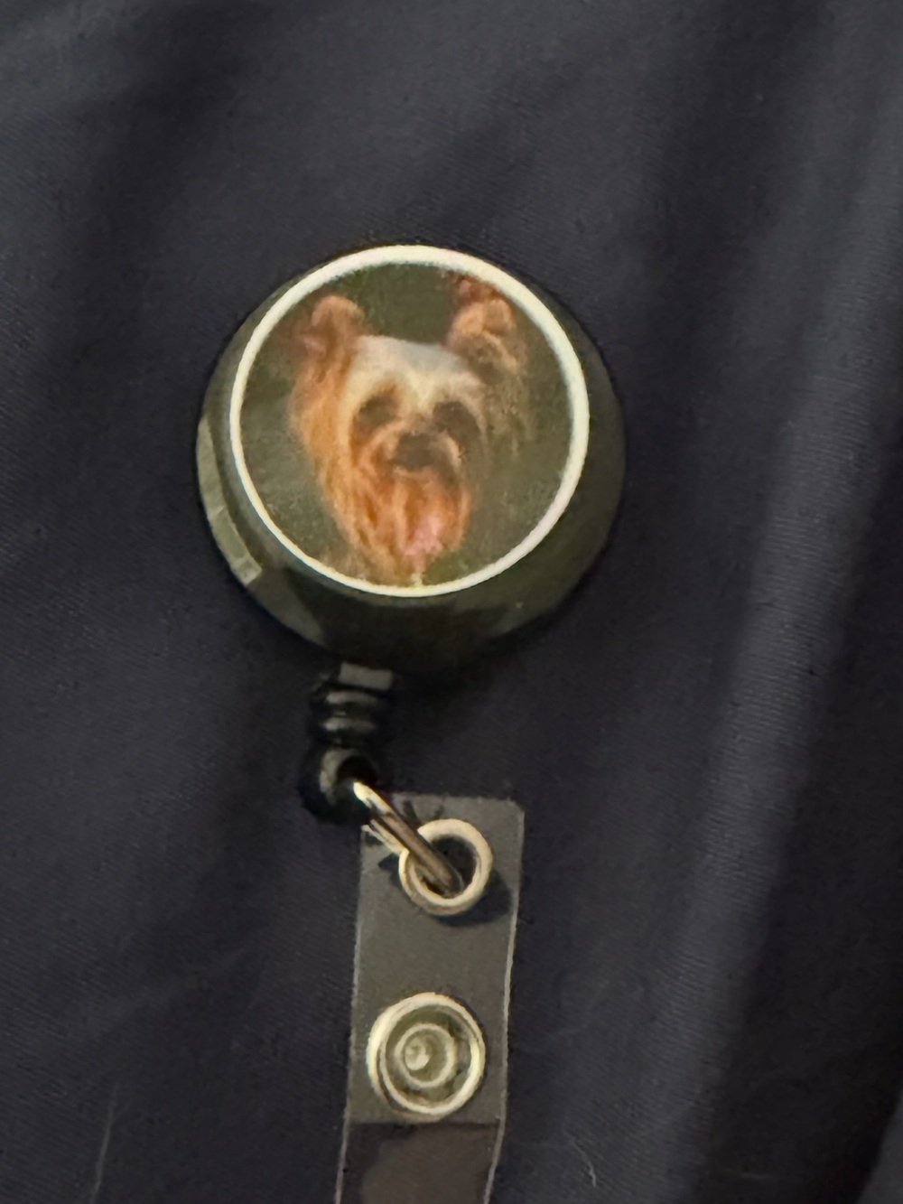 Retractable Badge Reel with Dog Portrait - Black
